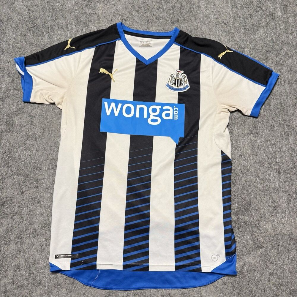 Puma Newcastle United 2015 2016 Home Soccer Jersey Shirt Wonga Sponsor Men’s M